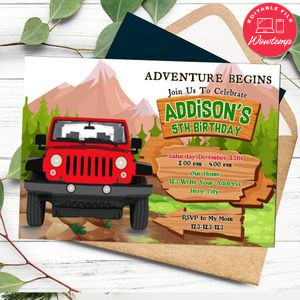 Jeep Birthday Invitation Customizable Template Instant Download