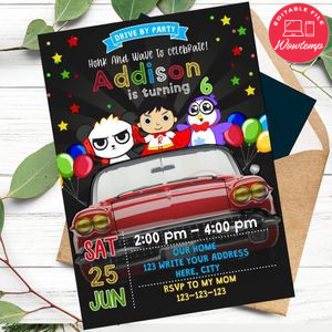 Ryan's World Drive By Birthday Parade Invitation Printable Instant Download