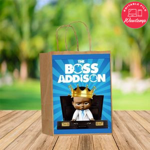 Custom King African American Baby Boss Gift bag Label to print at home Instant Download