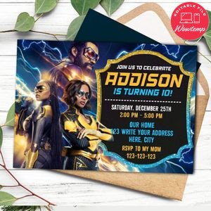 Black lightning Invitation Customizable Template Instant Download