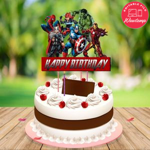 Superhero Avengers Birthday Cake Topper Template Printable Instant Download