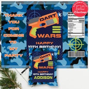 Nerf Dart Wars Chip Bag Digital File Printable Instant Download