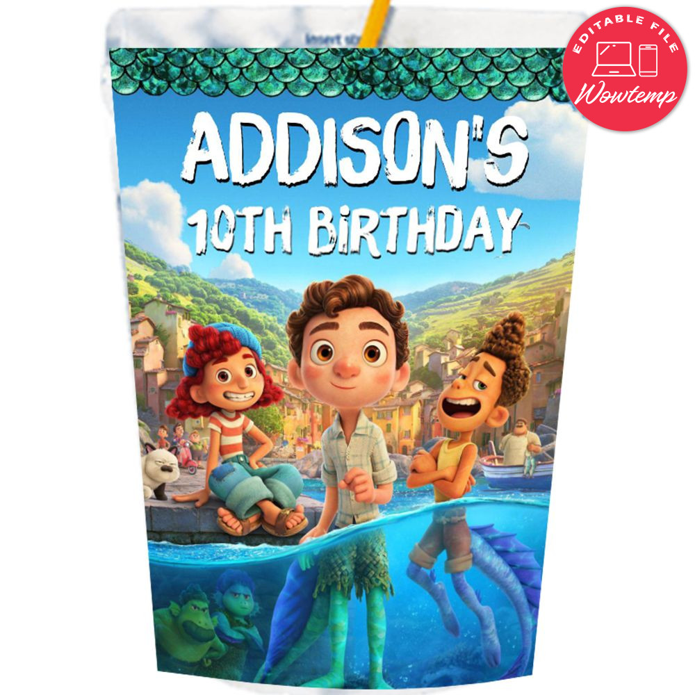 Disney Pixar Luca Capri Sun Labels Digital File Printable | Wowtemp