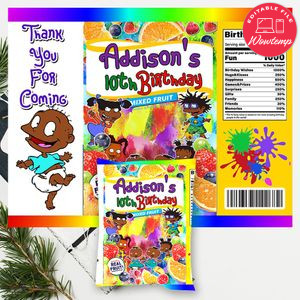African American Rugrats Birthday Fruit Snack Bag Digital File Printable Instant Download