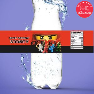 Ninjago Water Bottle Label Template to Print at Home Instant Download