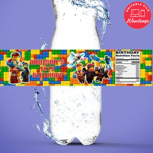 Legoland Lego Movie Emmet Water Bottle Label Template to Print at Home Instant Download
