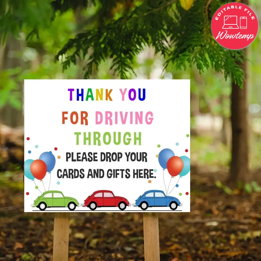 Printable Drive by thank you! Yard Sign Instant Download | Wowtemp