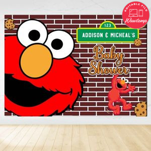 Elmo Baby Shower Backdrop Digital File Template Instant Download