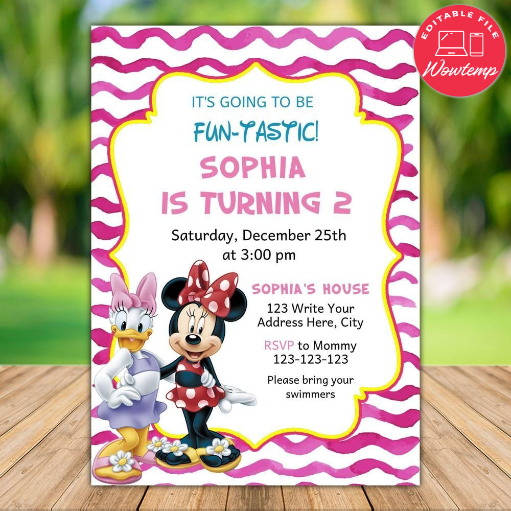 Printable Minnie Mouse and Daisy Birthday Flyer Instant Download