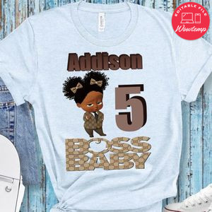 Black Baby Boss Birthday Tee PNG file template for Girl