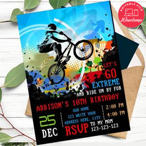 BMX bike Invitation Customizable Template Instant Download