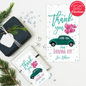 Printable Tear Color Drive By Party Parade Favor Tag Instant Download