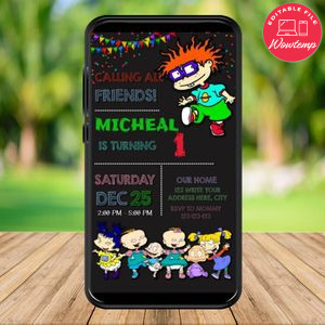 Mobile Rugrats Birthday Electronic Invite Invitation Instant Download