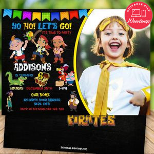 Printable Jake and the Neverland Pirates Birthday Invitation With Photo Instant Download