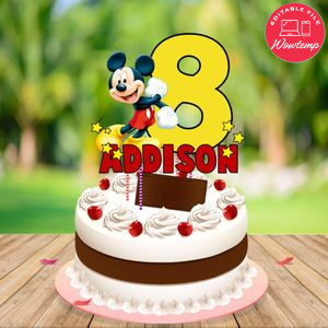 Mickey Mouse Birthday Cake Topper Template Printable Instant Download