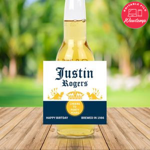 Corona Extra Birthday Beer Label Customizable Template Instant Download