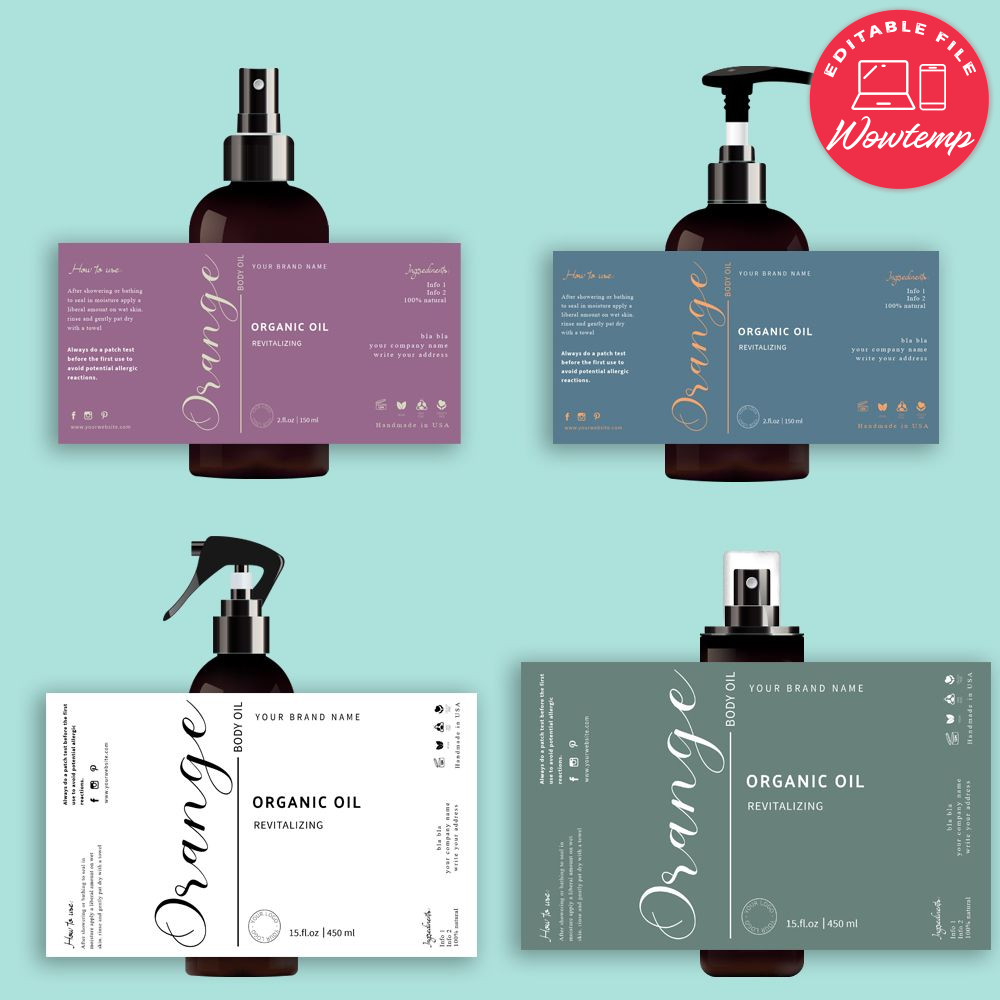 Bundle Body Product Labels Custom Template Instant Download | Wowtemp