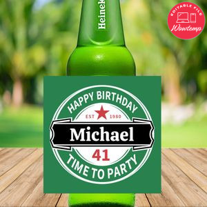 Heinenken Birthday Beer Label Customizable Template Instant Download