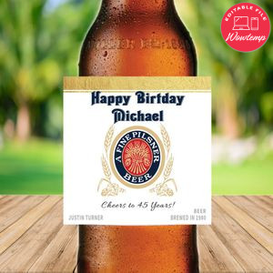 Miller Lite Birthday Beer Label Customizable Template Instant Download