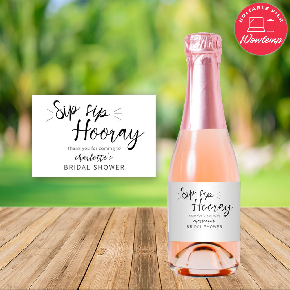 Sip Sip Hooray Mini Champagne Bottle Label Template | Wowtemp