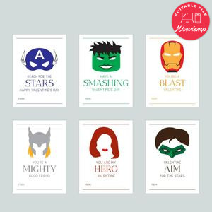 Avengers Superhero Valentine Cards Printable Customizable Template DIY