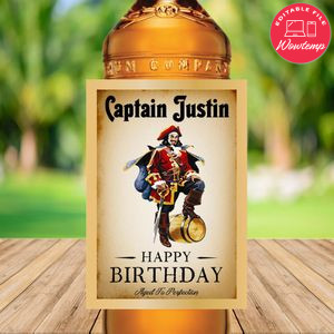 Captain Morgan Birthday Liquor Label Customizable Template Instant Download