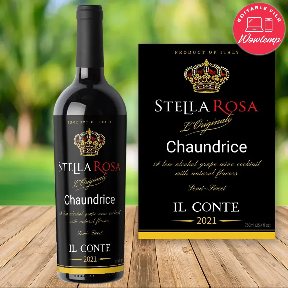 Stella Rosa Wine bottle label PNG Template to Print at Home DIY | Wowtemp