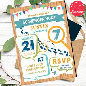 Scavenger Hunt invitation Customizable Template Instant Download