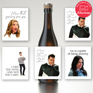 Schitt's Creek Funny Wine Beer Label Customizable Template Instant Download