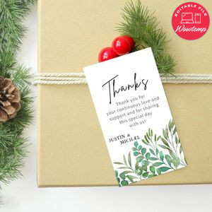 Greenery Wedding Favor Tag Template Printable