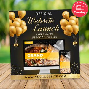 Website Launch Flyer Customizable Template Instant Download