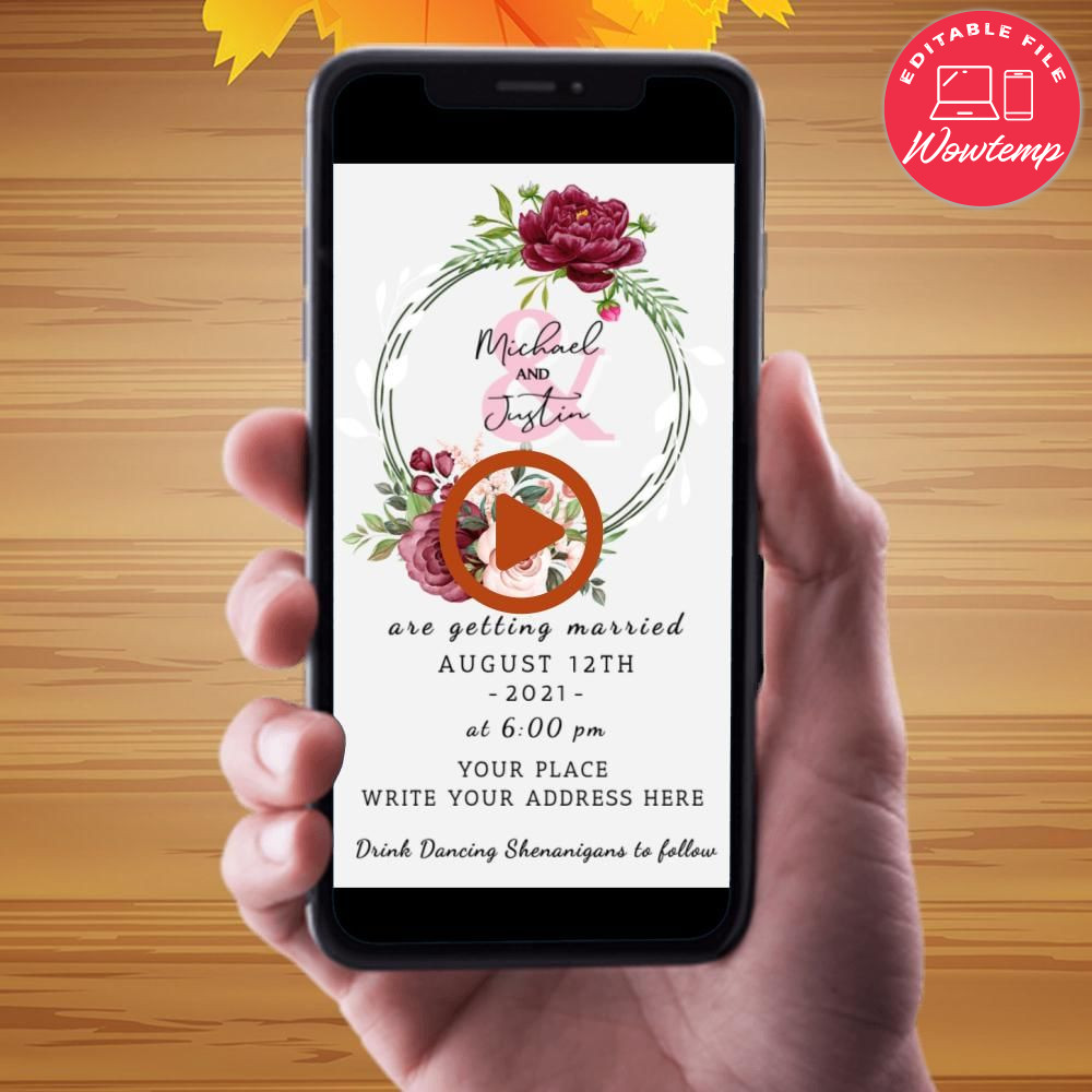 Digital Wedding Video Invitation Digital Template DIY | Wowtemp