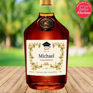 Hennessy Cognac Graduation Class of 2021 Label Template Instant Download
