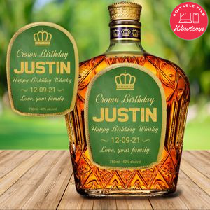 Crown Royal Apple label for birthday Customizable Template Instant Download