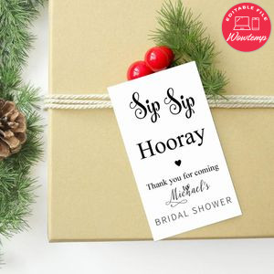 Sip Sip Hooray Bridal Shower Favor Tag Template