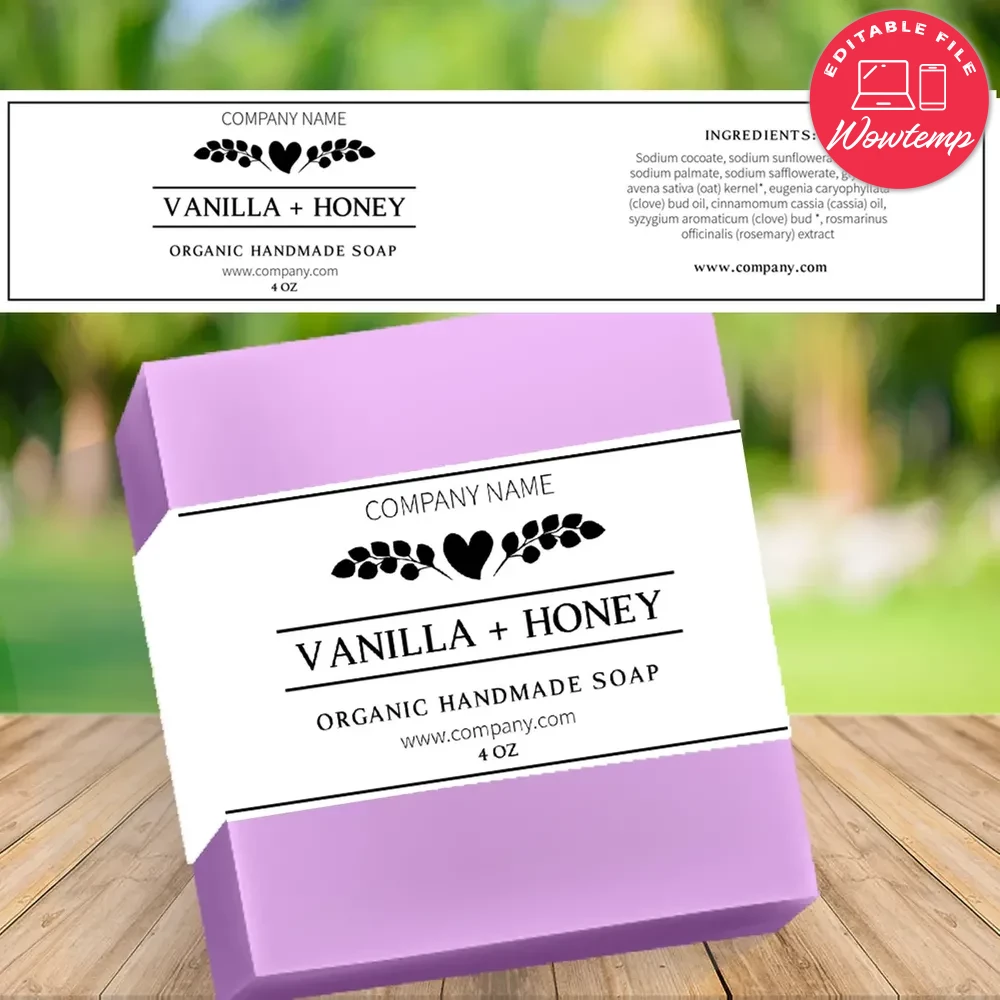 Customizable Handmade Soap Label Template Instant Download | Wowtemp