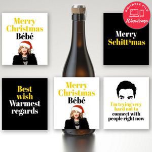 Schitt's Creek Christmas Wine Beer Label Customizable Template Instant Download