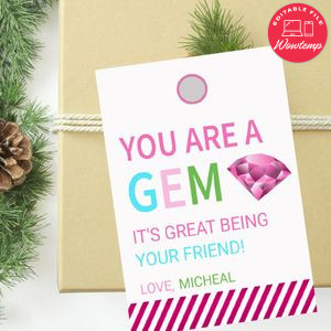 You are a Gem Valentine Tag Customizable Template Instant Download