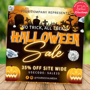 Halloween Social Media Sale Flyer Customizable Template Instant Download