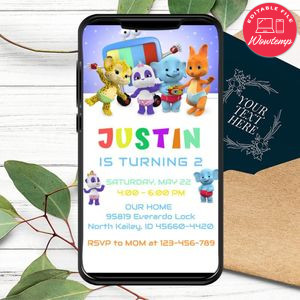 Word Party Birthday Electronic Invite Invitation Printable Instant Download