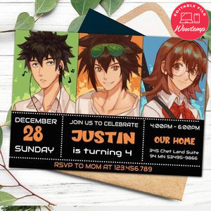 The god of high school Birthday Digital Invitation Template Instant Download