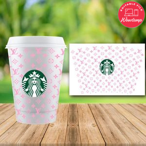 Starbucks Wrap Pink LV Louis Vuiton PNG File template Instant Download