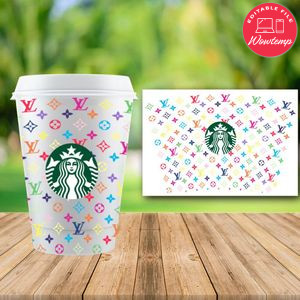 Starbucks Wrap Colorful LV Louis Vuiton PNG File template Instant Download