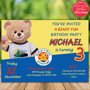 Printable Build A Bear Birthday Party Invitation Instant Download