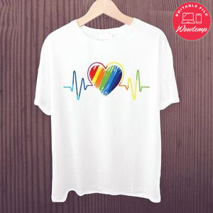 Gay Pride LGBTQ Rainbow Heartbeat SVG Cut File Template Instant Download