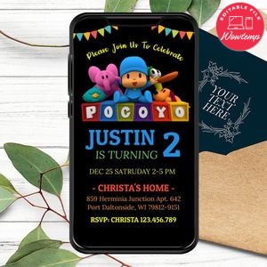 Pocoyo Birthday Electronic Invite Invitation Printable Instant Download