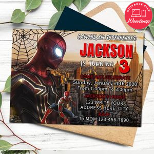Editable Spiderman Far for Home Invitation Instant Download