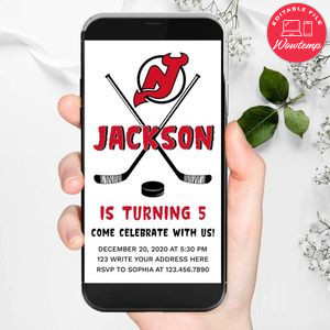 Electronic New Jersey Devils Electronic Invite Birthday Flyer Template Instant Download