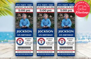 Texas Rangers Birthday Ticket With Photo Invitation Instant Download