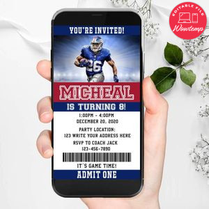 Electronic New York Giants Ticket Electronic Invite Birthday Invitations Instant Download